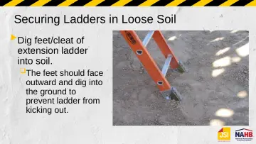 Slide 36: Securing Ladders in Loose Soil