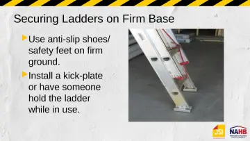 Slide 37: Securing Ladders on Firm Base