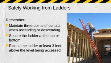 Slide 42: Safely Working from Ladders