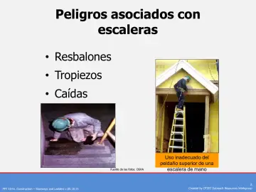 Slide 8: Peligros asociados con escaleras