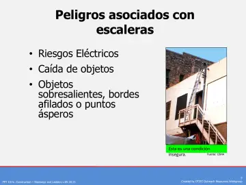 Slide 9: Peligros asociados con escaleras