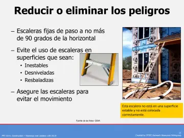 Slide 12: Reducir o eliminar los peligros