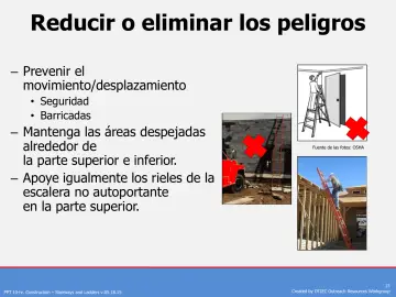 Slide 13: Reducir o eliminar los peligros