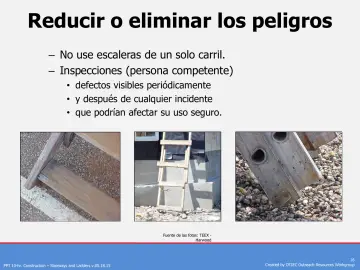 Slide 16: Reducir o eliminar los peligros