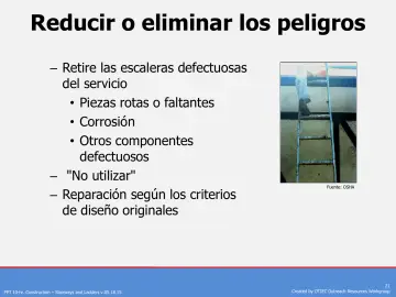 Slide 21: Reducir o eliminar los peligros