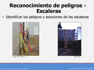 Slide 28: Reconocimiento de peligros - Escaleras