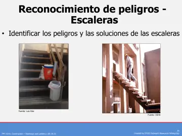 Slide 29: Reconocimiento de peligros - Escaleras