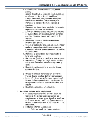 Page 5: h. Cuando se usa una escalera en una puerta, pasillo, camino de entrada u otra área donde…