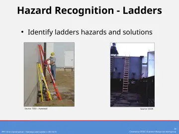 Slide 28: Hazard Recognition - Ladders
