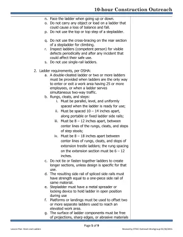 Page 5: n. Face the ladder when going up or down.