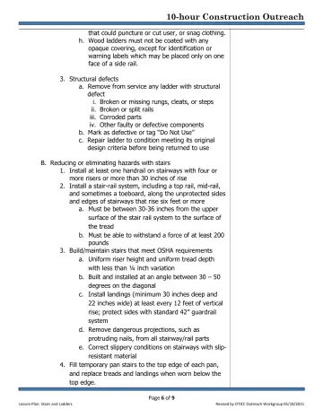 Page 6: that could puncture or cut user, or snag clothing.