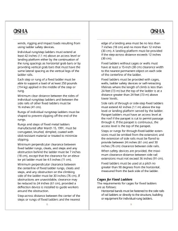 Page 6: edge of a landing area must be no less than 7 inches (18 cm) and no more than 12 inches…