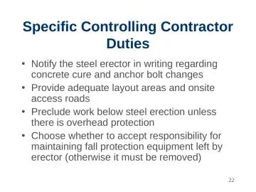 Slide 22: Specific Controlling Contractor Duties
