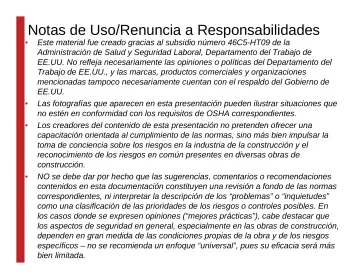 Slide 2: Notas de Uso/Renuncia a Responsabilidades