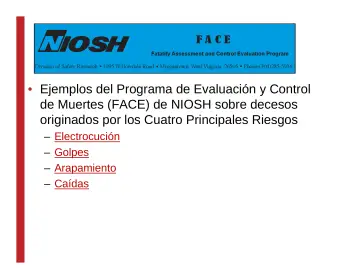 Slide 22: Ejemplos del Programa de Evaluación y Control de Muertes (FACE) de NIOSH sobre decesos…