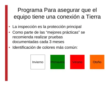 Slide 28: Programa Para asegurar que el equipo tiene una conexión a Tierra