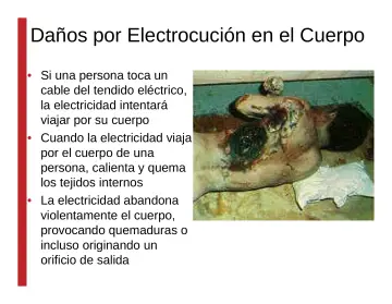 Slide 44: Daños por Electrocución en el Cuerpo