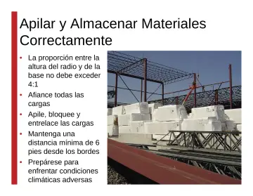 Slide 70: Apilar y Almacenar Materiales Correctamente