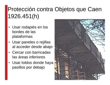 Slide 113: Protección contra Objetos que Caen 1926.451(h)