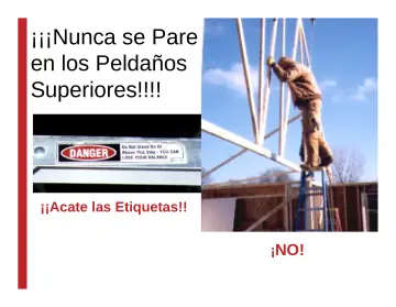 Slide 118: ¡¡¡Nunca se Pare en los Peldaños Superiores!!!!