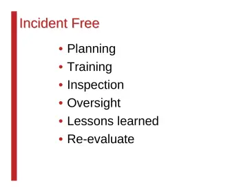 Slide 129: Incident Free