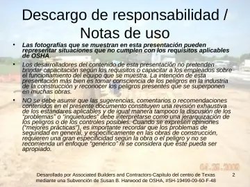 Slide 2: Descargo de responsabilidad / Notas de uso
