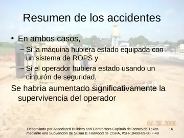 Slide 16: Resumen de los accidentes