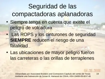 Slide 19: Seguridad de las compactadoras aplanadoras