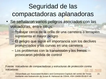 Slide 21: Seguridad de las compactadoras aplanadoras