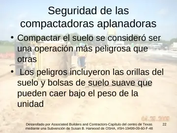Slide 22: Seguridad de las compactadoras aplanadoras