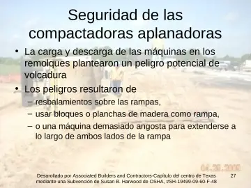 Slide 27: Seguridad de las compactadoras aplanadoras