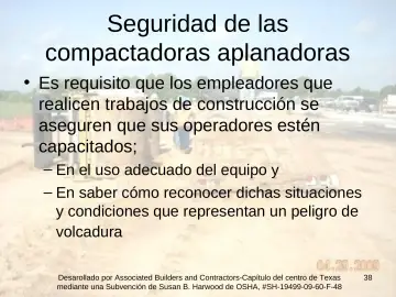 Slide 38: Seguridad de las compactadoras aplanadoras