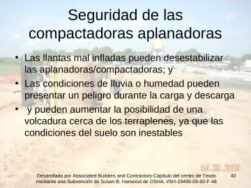 Slide 40: Seguridad de las compactadoras aplanadoras