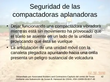 Slide 42: Seguridad de las compactadoras aplanadoras