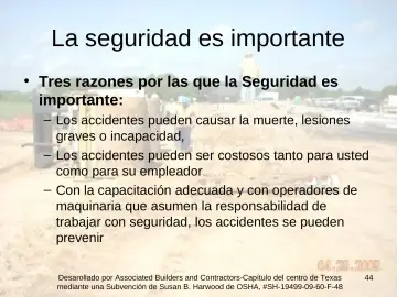 Slide 44: La seguridad es importante
