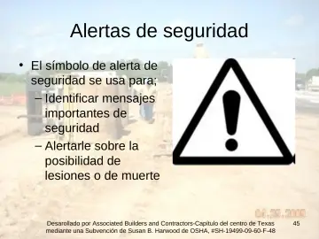 Slide 45: Alertas de seguridad