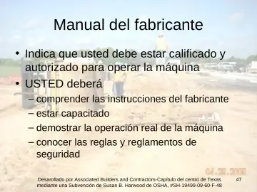 Slide 47: Manual del fabricante