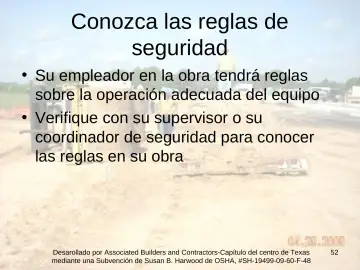 Slide 52: Conozca las reglas de seguridad