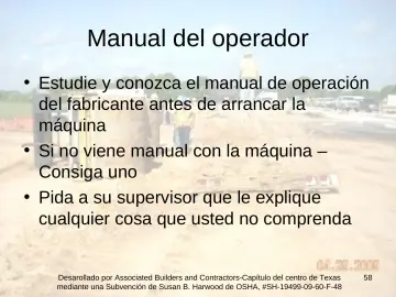 Slide 58: Manual del operador