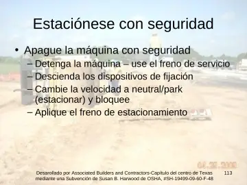 Slide 113: Estaciónese con seguridad