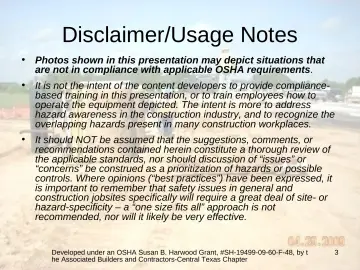 Slide 3: Disclaimer/Usage Notes