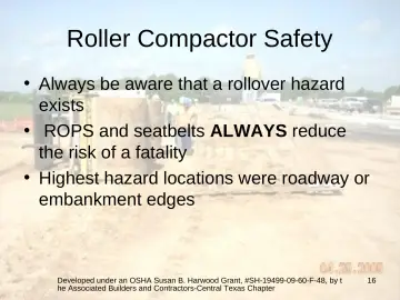 Slide 16: Roller Compactor Safety