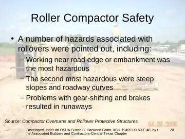 Slide 20: Roller Compactor Safety