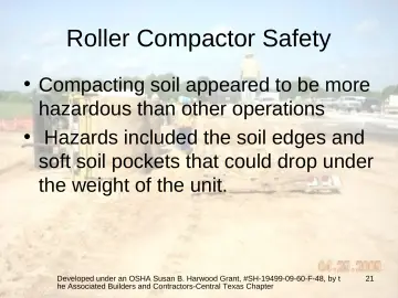 Slide 21: Roller Compactor Safety
