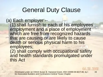 Slide 33: General Duty Clause
