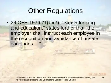 Slide 36: Other Regulations