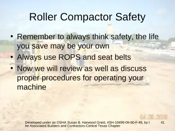 Slide 41: Roller Compactor Safety
