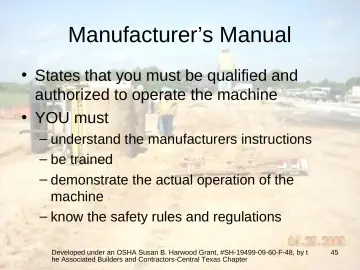 Slide 45: Manufacturer’s Manual