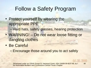 Slide 48: Follow a Safety Program