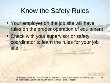 Slide 50: Know the Safety Rules